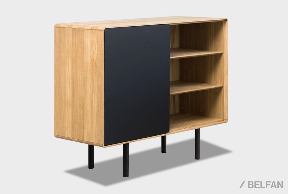 Тумба "Норман" 2 с нишей (правая) массив дуба, МДФ, металл 2