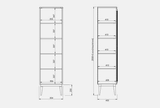 Витрина 1-но дв. "Сакраменто" (левая) массив и шпон дуба, МДФ 6