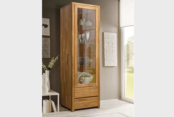 Шкаф с витриной 1-но дв. "Норд" (левый) массив дуба 3