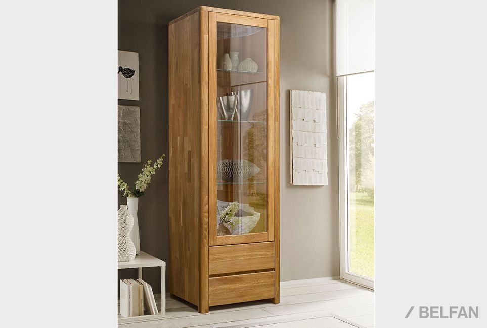 Шкаф с витриной 1-но дв. "Норд" (левый) массив дуба 8
