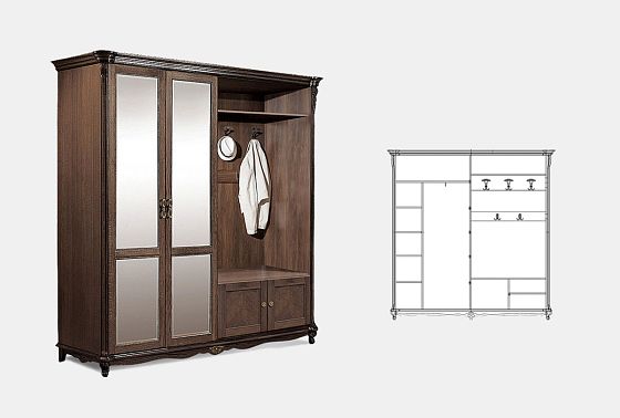 Шкаф комбинированный "Алези 22з" массив и шпон дуба 3
