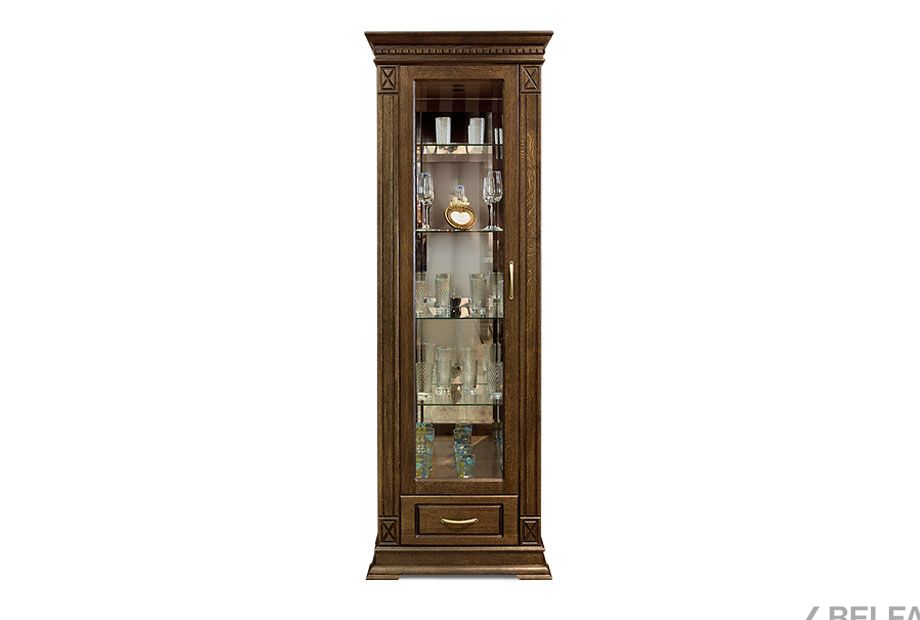 Шкаф с витриной "Верди Люкс 1з" массив и шпон дуба 2