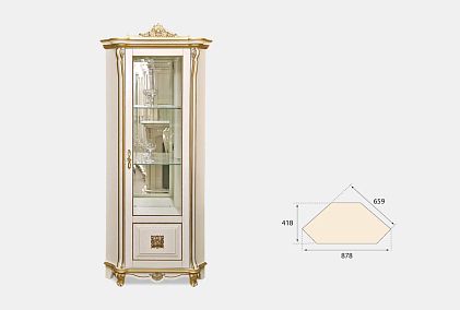 Шкаф с витриной угловой "Алези 10 Люкс" (правый)