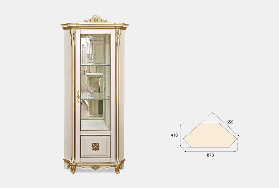 Шкаф с витриной угловой "Алези 10 Люкс" (правый) массив и шпон дуба 4
