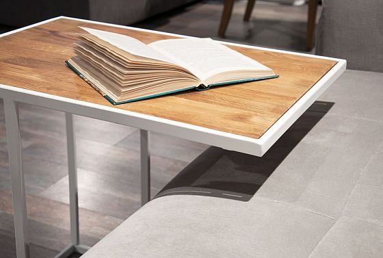 Стол кофейный "Арт" приставной массив дуба, металл 3