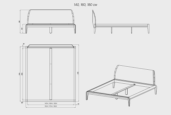 Кровать "Монблан" массив дуба 5