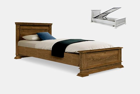 Кровать "Верди Люкс" (низкое изножье) с подъемным механизмом массив и шпон дуба 2