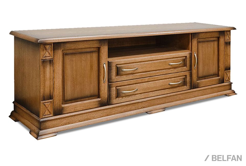 Тумба под ТВ "Верди Люкс ТВ22/1" массив и шпон дуба 1