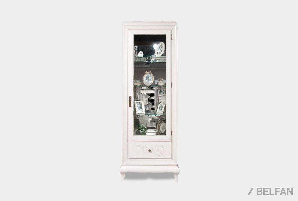 Шкаф с витриной 1-но дв. "Соната" (правый) массив и шпон дуба 2