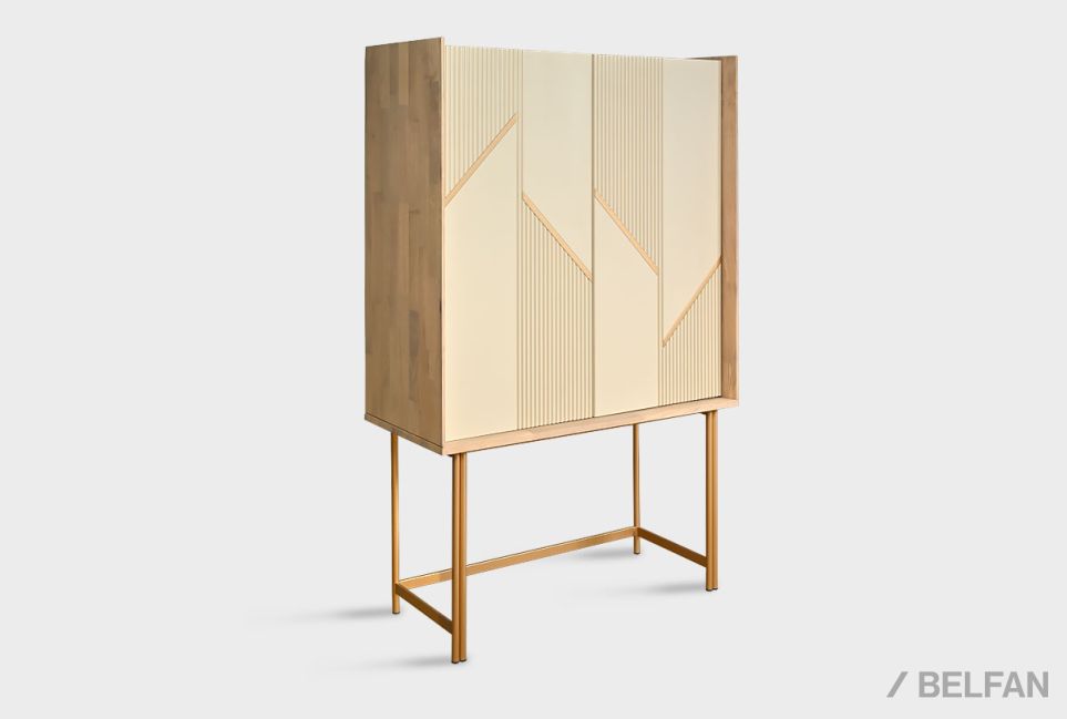 Тумба высокая «Авеню» шпон дуба, МДФ, металл 1