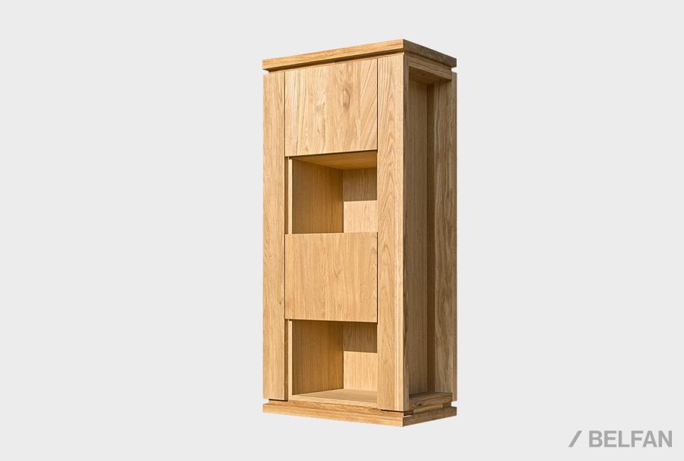 Шкаф настенный вертикальный "Берген" (правый) массив и шпон дуба 1