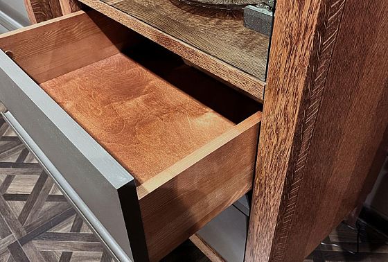 Витрина 1-но дверная «Дакота» (правая) массив и шпон дуба, МДФ 8