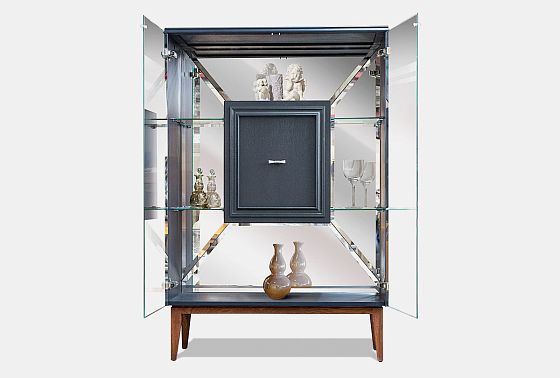 Тумба высокая "Сакраменто" (стекло) массив и шпон дуба, МДФ 9