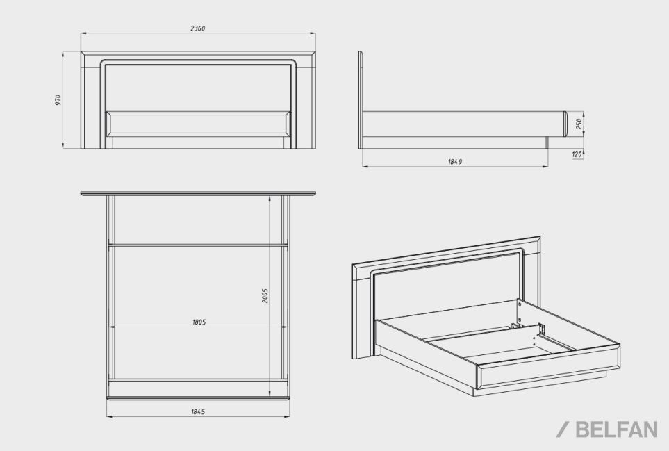 Кровать "Бремен" массив дуба 4