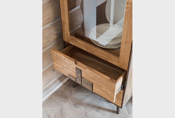 Шкаф с витриной 1-но дверный "Ирвинг Дизайн" (левый) массив дуба 6