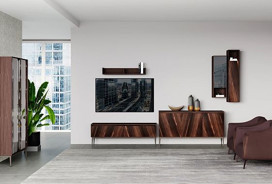 Шкаф настенный узкий "Монреаль" (левый) шпон дуба, МДФ 10