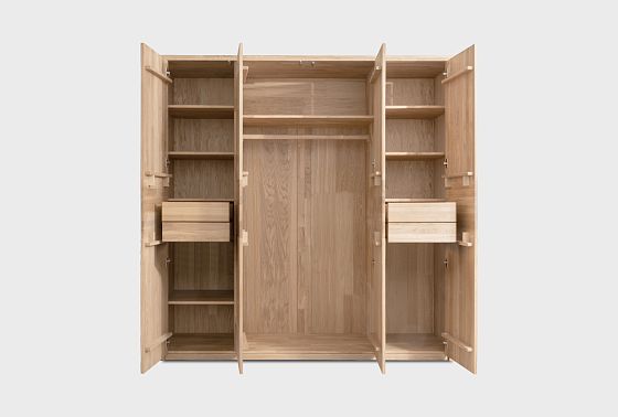 Шкаф для одежды 4-х дверный "Норд" (с ящиками) массив дуба 5