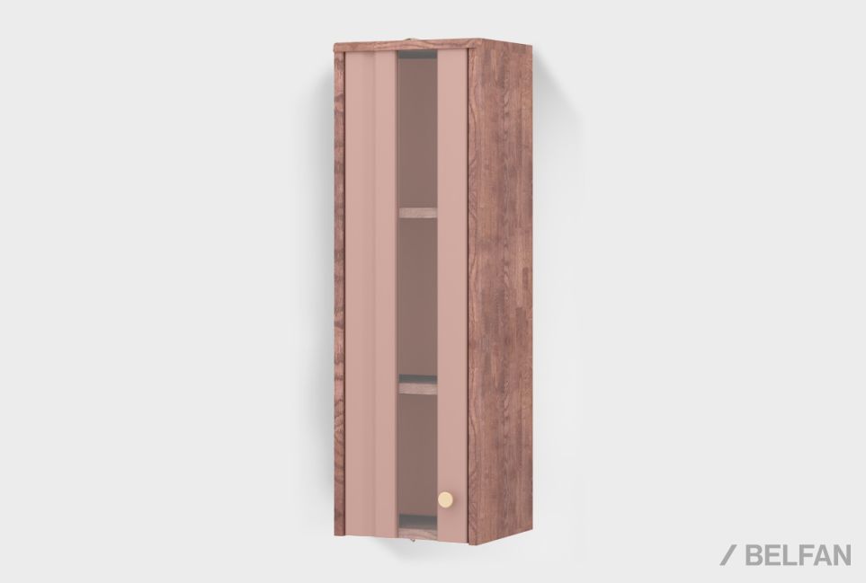 Шкаф настенный "Меридиан" стекло (левый) массив дуба, МДФ 1