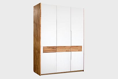 Шкаф для одежды 3-х дверный "Уоллстрит"; *А-012.22; к-бейц-масло, ф-белый, вст-бейц-масло