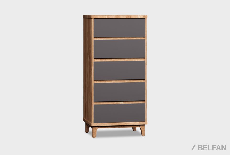 Комод "Уоллстрит" 5 (высокий) массив дуба, МДФ 1