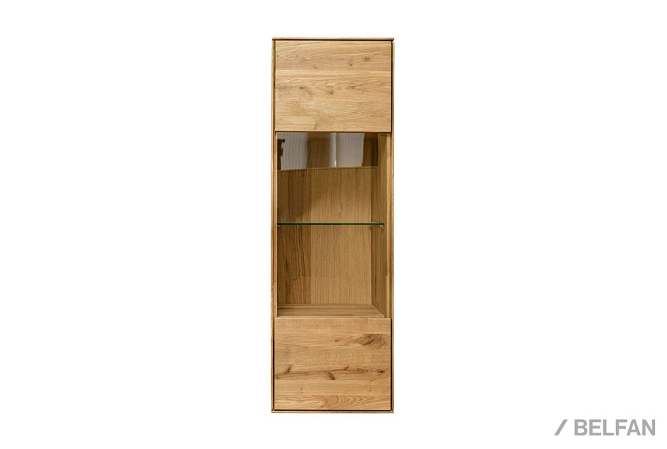 Шкаф навесной со стеклом "Гринвуд" (левый) массив дуба 5