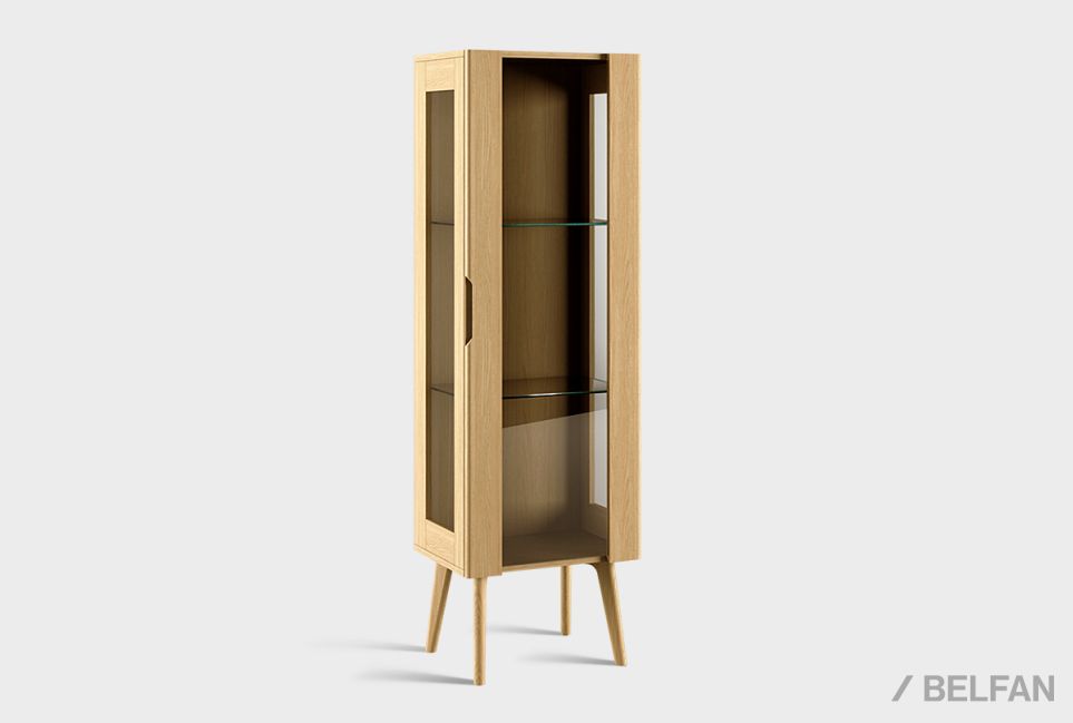 Витрина 1-но дв. "Элва" (правая) массив и шпон дуба 1