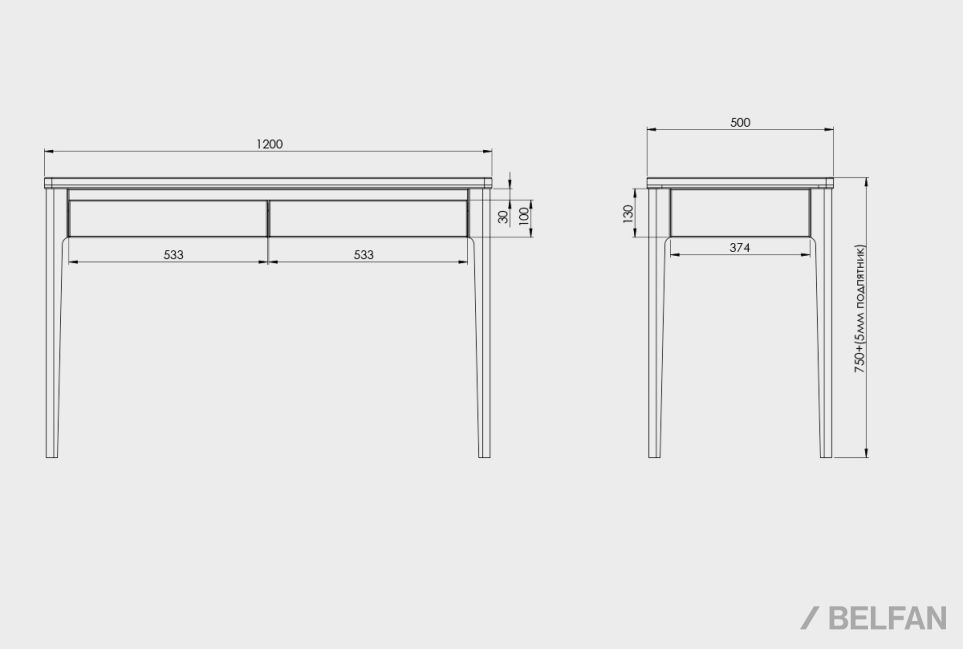 Стол туалетный "Уоллстрит" массив дуба, МДФ 4
