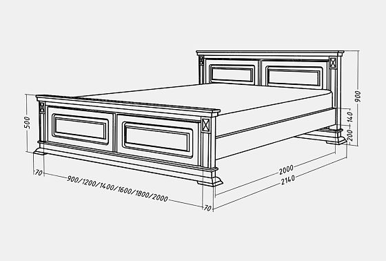 Кровать "Верди Люкс" (высокое изножье) массив и шпон дуба 5