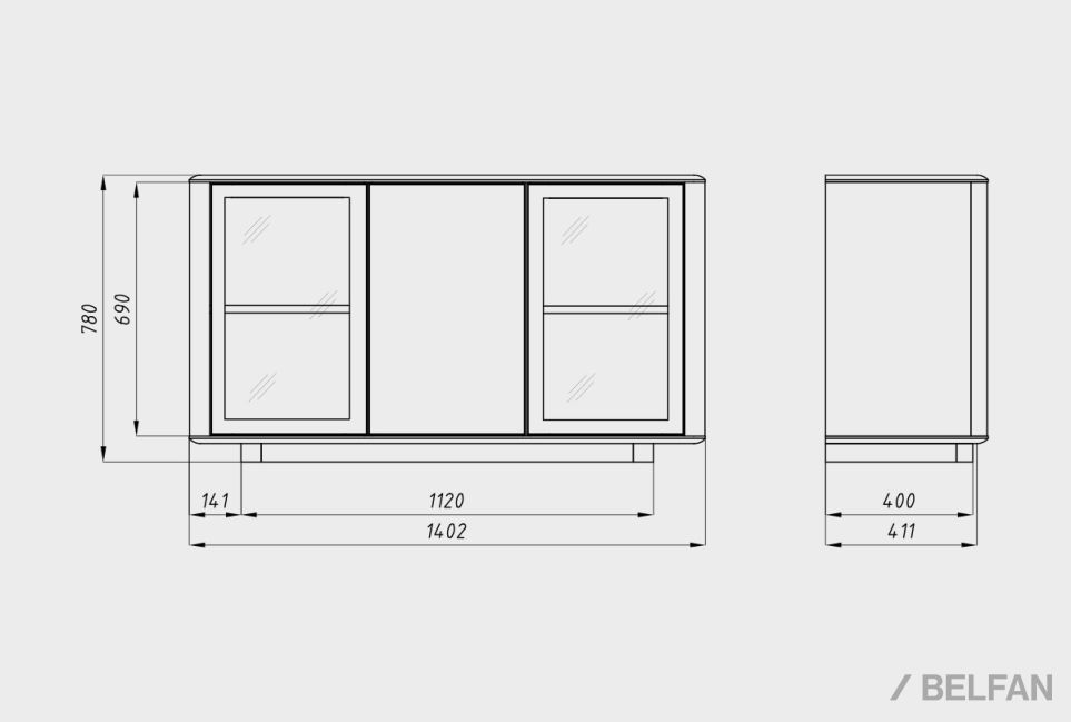 Тумба 3-х дв. «Тор» массив дуба 3