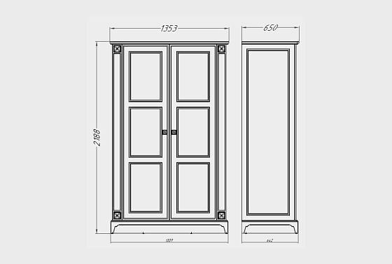 Шкаф для одежды 2-х дверный "Бриансон" массив и шпон дуба, МДФ 3