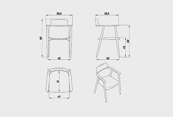 Стул "Страсбург" с подлокотниками массив берёзы 7