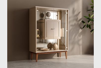 Тумба высокая "Сакраменто" (стекло); *А-016.84; марципан, орех