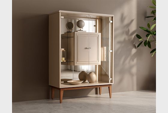 Тумба высокая "Сакраменто" (стекло) массив и шпон дуба, МДФ 9