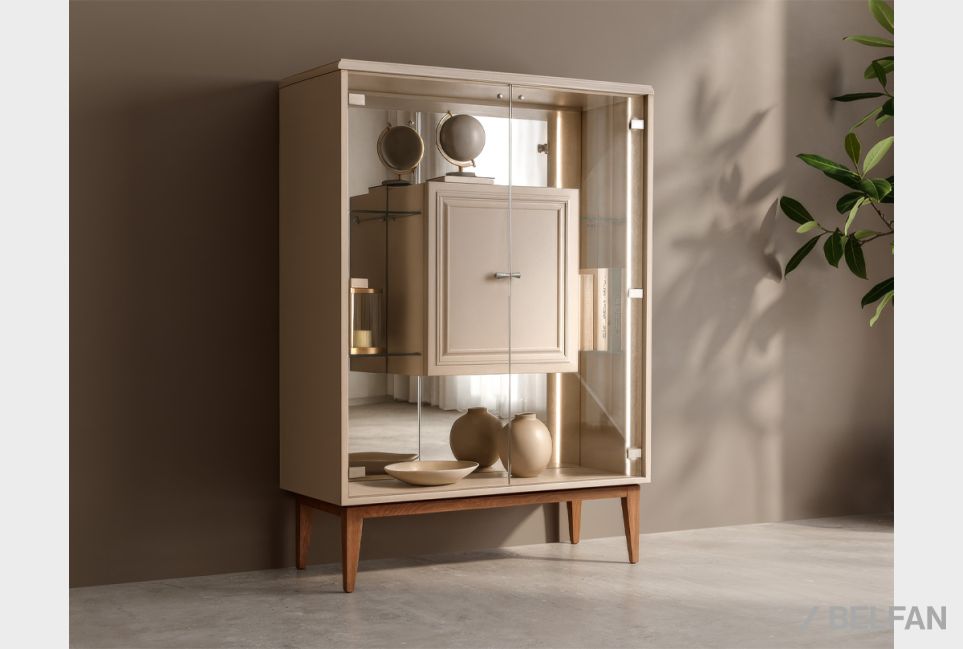 Тумба высокая "Сакраменто" (стекло) массив и шпон дуба, МДФ 1