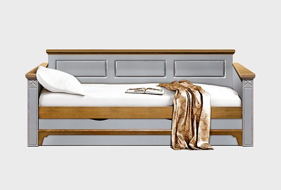 Кровать-диван под два матраса "Бриансон" массив и шпон дуба, МДФ 18