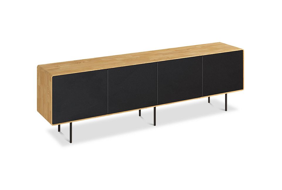 Тумба под ТВ высокая "Норман" 4; дуб натуральный, чёрный