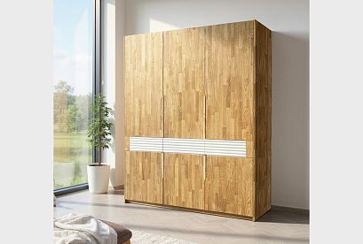 Шкаф для одежды 3-х дверный "Уоллстрит"; *А-012.22; к-бейц-масло, ф-бейц-масло, вст-белый