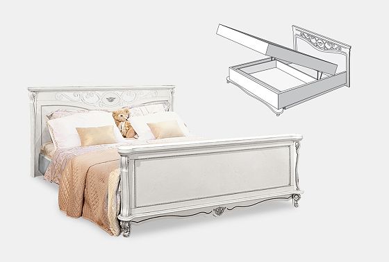 Кровать "Алези" с подьемным механизмом (высокое изножье) массив и шпон дуба 2