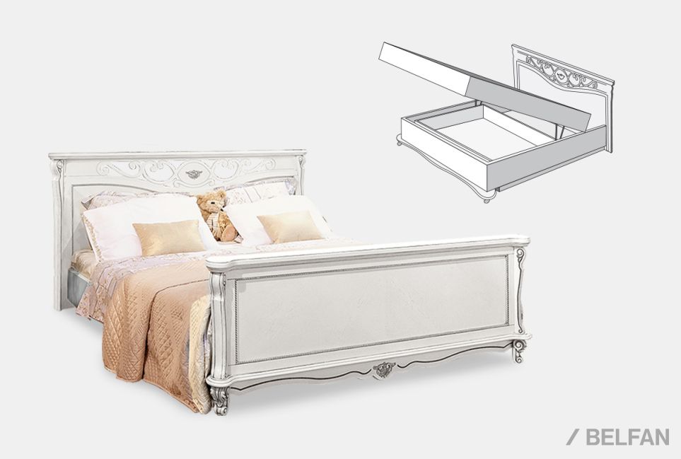 Кровать "Алези" с подьемным механизмом (высокое изножье) массив и шпон дуба 1