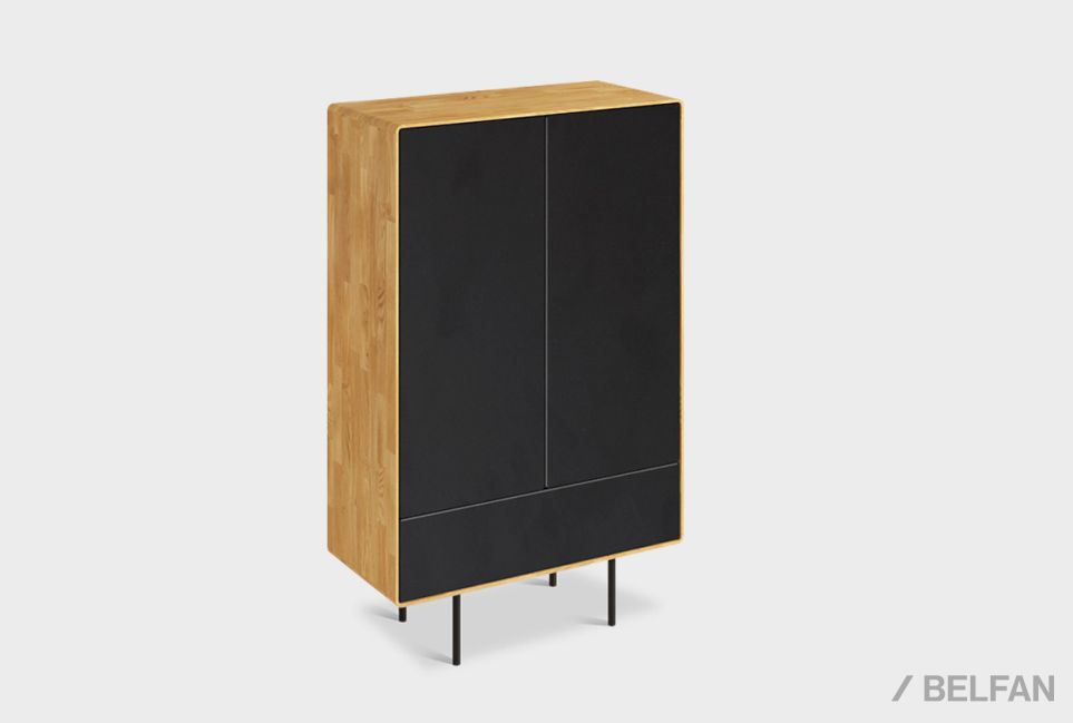 Тумба высокая "Норман" 2 массив дуба, МДФ, металл 1