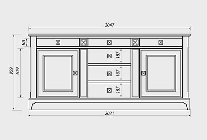 Тумба 3-х секционная «Бриансон»; *А-020.5317; корсика+дуб