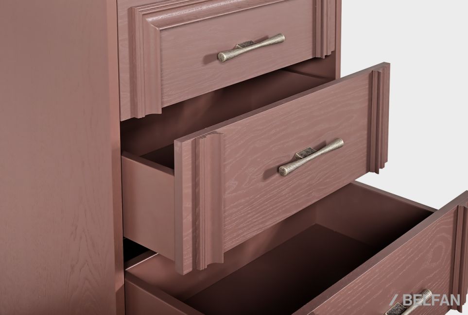 Комод "Сакраменто" 5 (высокий) массив и шпон дуба, МДФ 3