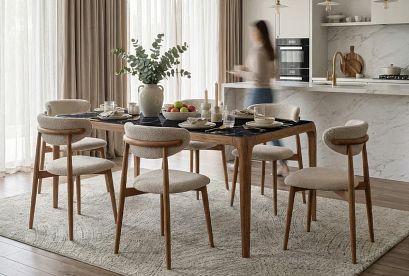 Стол обеденный "Бергамо"; стекло мрамор; 1800x864; американский орех