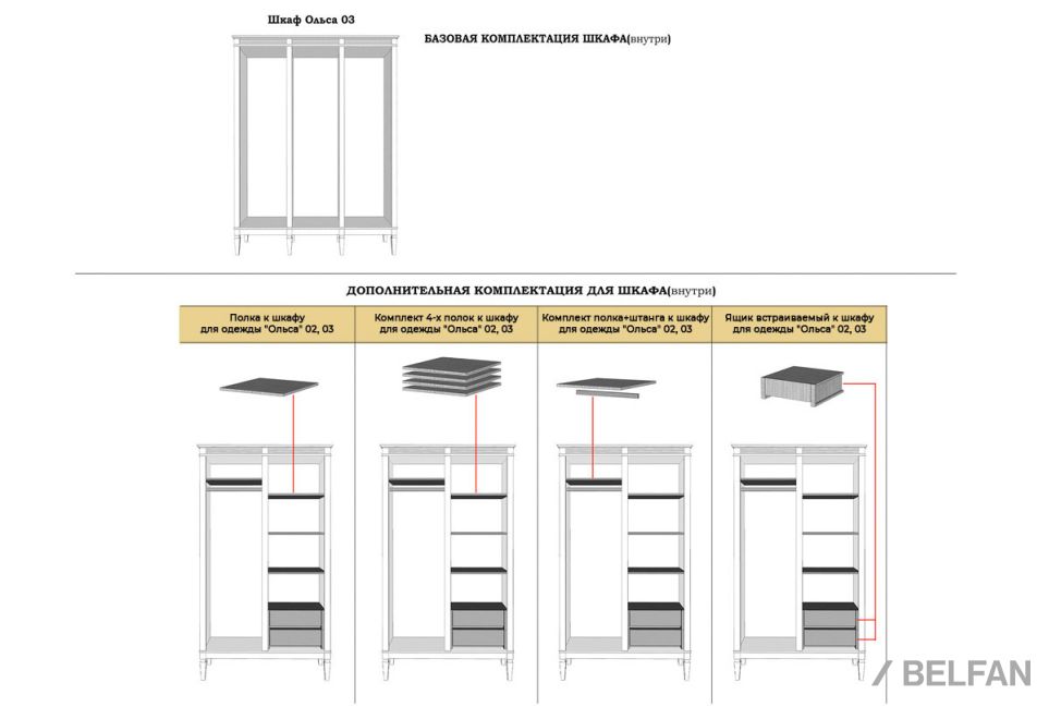 Шкаф для одежды 3-х дверный "Ольса" 03 массив сосны 3