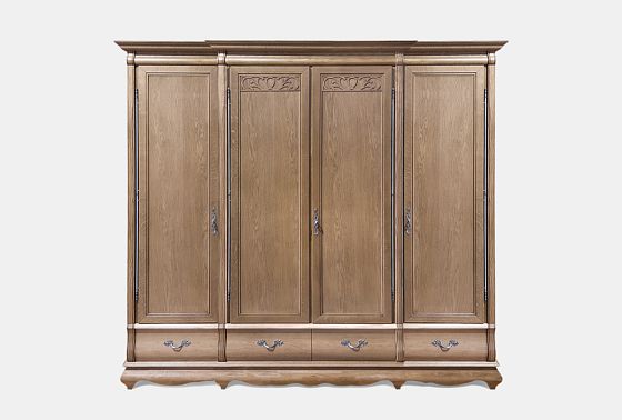 Шкаф для одежды "Тэфи" 4-х дв. без зеркала массив и шпон дуба 4