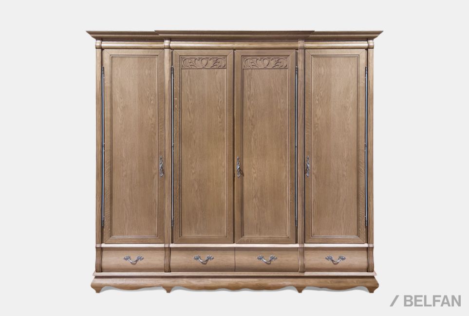 Шкаф для одежды "Тэфи" 4-х дв. без зеркала массив и шпон дуба 1