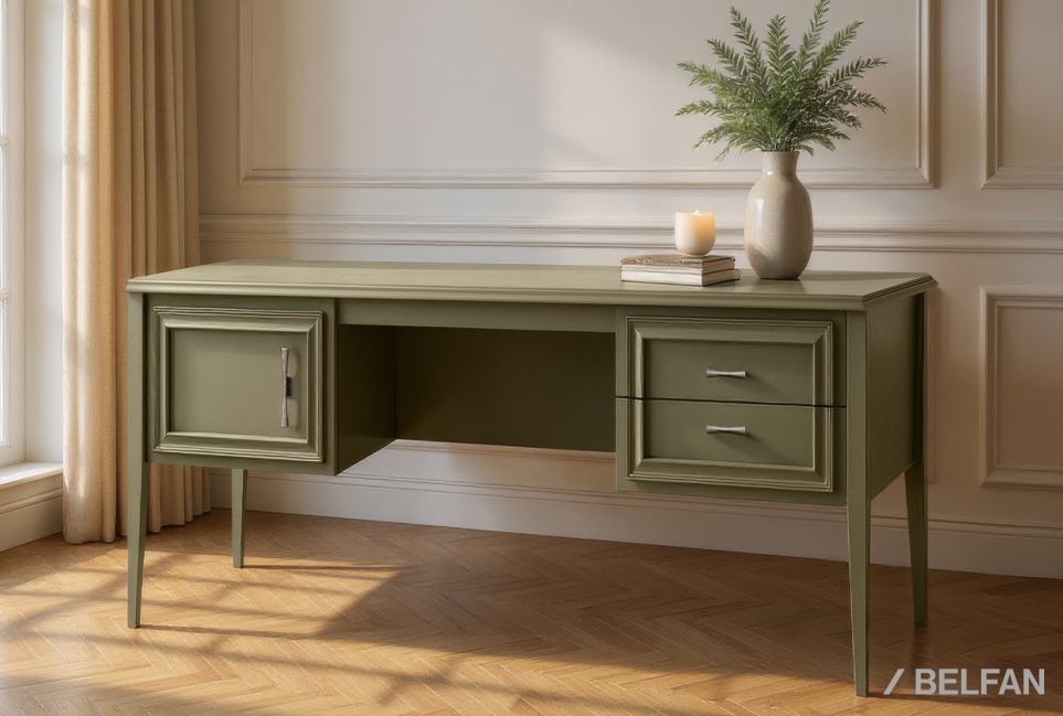 Стол письменный "Сакраменто" (2 тумбы) массив и шпон дуба, МДФ 1