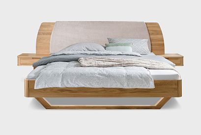 Кровать "Монблан" (с прикроватными тумбами); без основания, без матраса; (1600x2000); бейц-масло; Enjoy 20 Silver