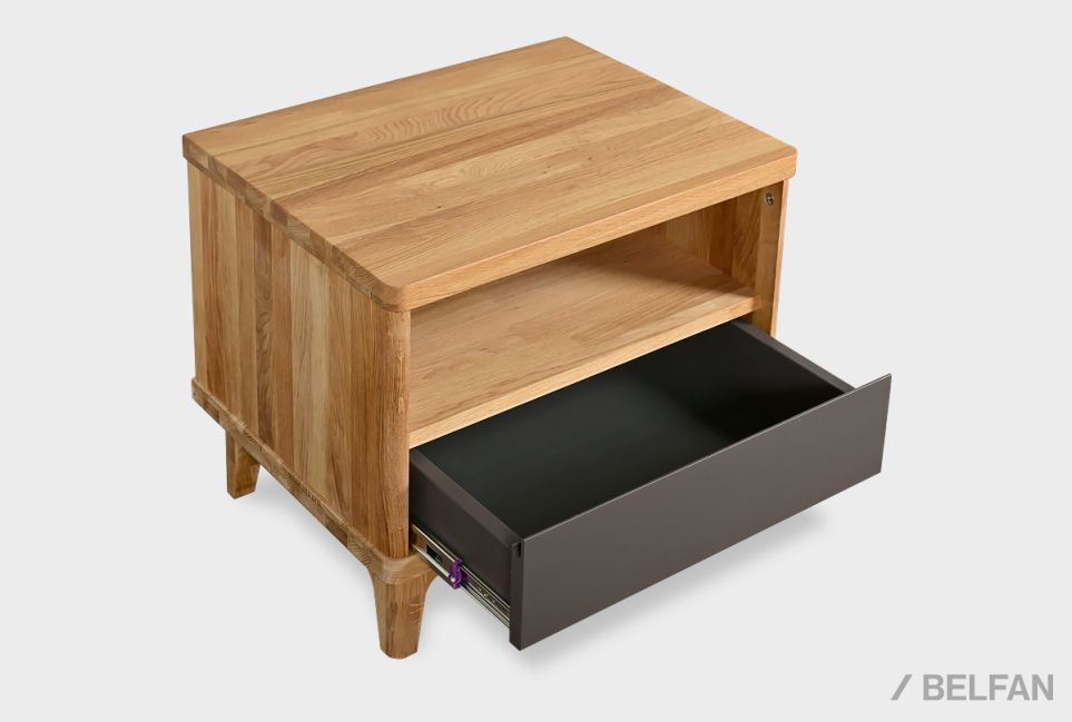 Тумба прикроватная "Уоллстрит" (с нишей) массив дуба, МДФ 3