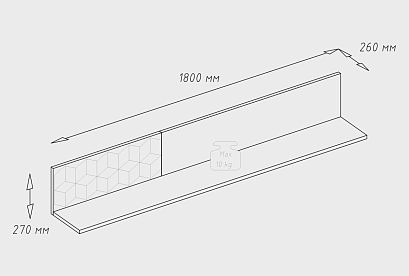 Полка настенная "Этна" 180; с декором; дуб натуральный